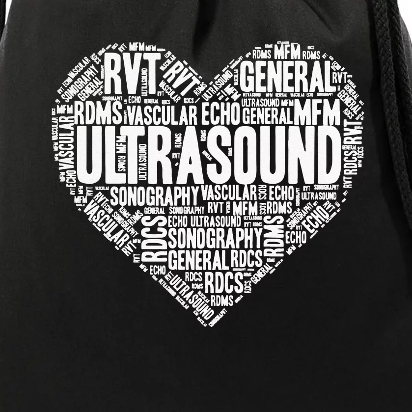 Ultrasound Tech Sonographer Radiology Sonography Heart 2 Drawstring Bag