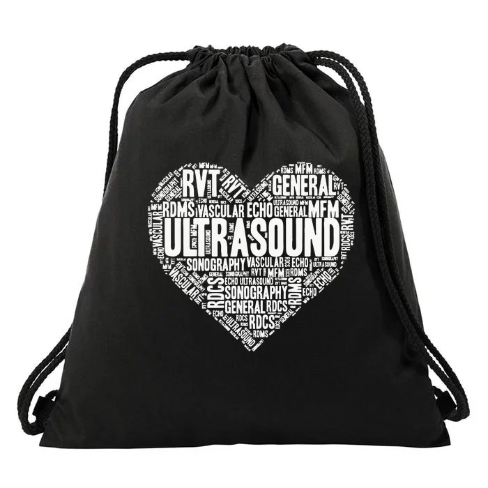 Ultrasound Tech Sonographer Radiology Sonography Heart 2 Drawstring Bag