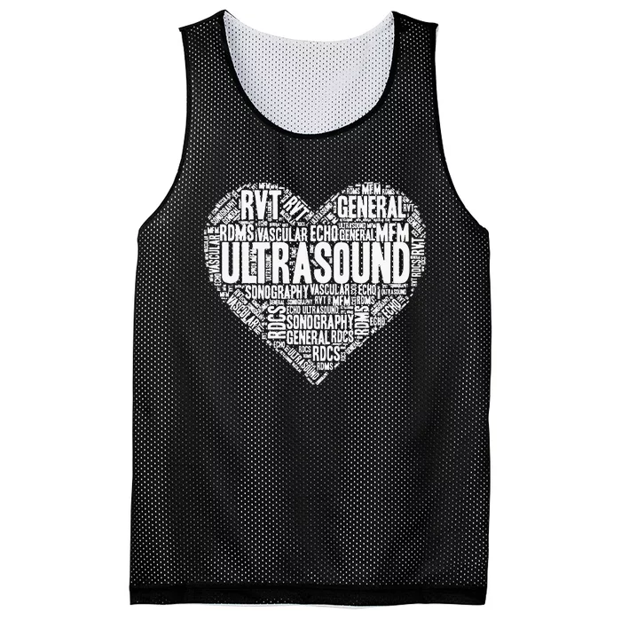 Ultrasound Tech Sonographer Radiology Sonography Heart 2 Mesh Reversible Basketball Jersey Tank