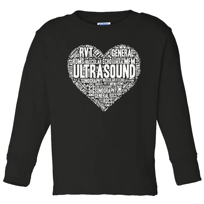 Ultrasound Tech Sonographer Radiology Sonography Heart 2 Toddler Long Sleeve Shirt