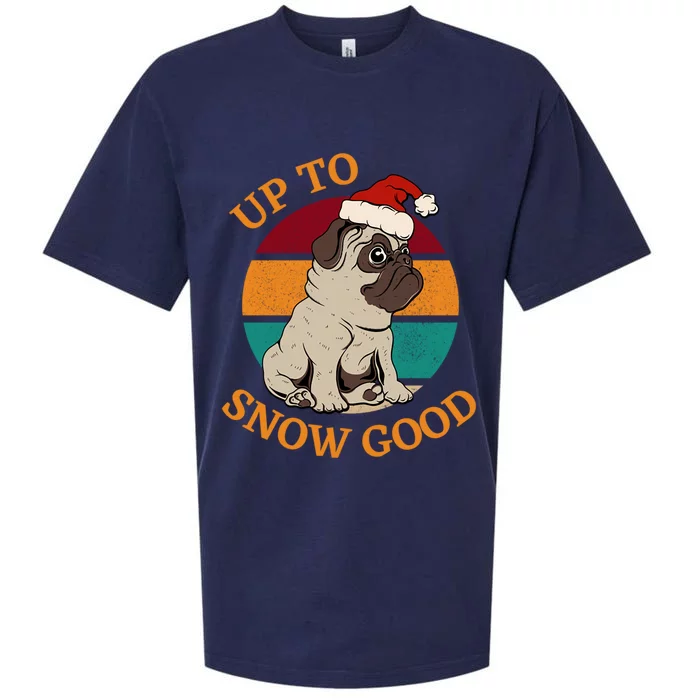 Up To Snow Good Funny Christmas Pug Gift Sueded Cloud Jersey T-Shirt