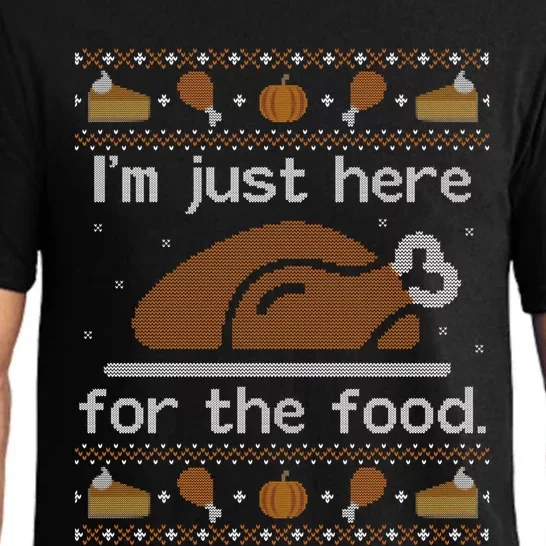 Ugly Thanksgiving Sweater Funny Here For Food Cute Gift Cute Gift Pajama Set