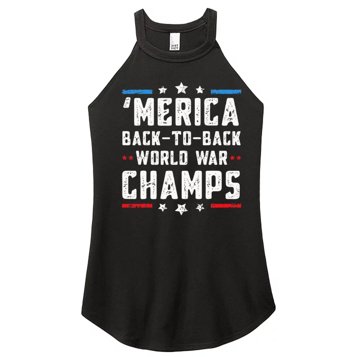 Undefeated Two Time World War Champs 4th Of July Patriotic Women’s Perfect Tri Rocker Tank