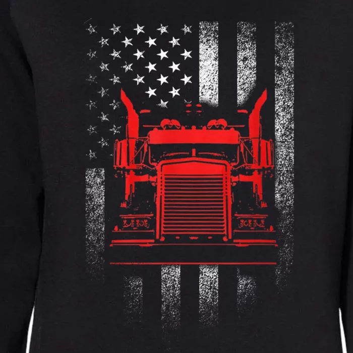 Us Trucking Us Flag With Truck Womens California Wash Sweatshirt