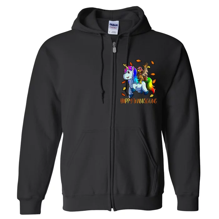 Unicorn Thanksgiving  Unicorn Turkey Full Zip Hoodie