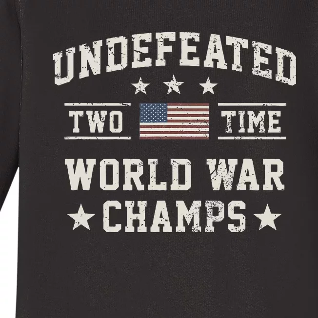 Undefeated Twotime World War Champs Usa Baby Long Sleeve Bodysuit