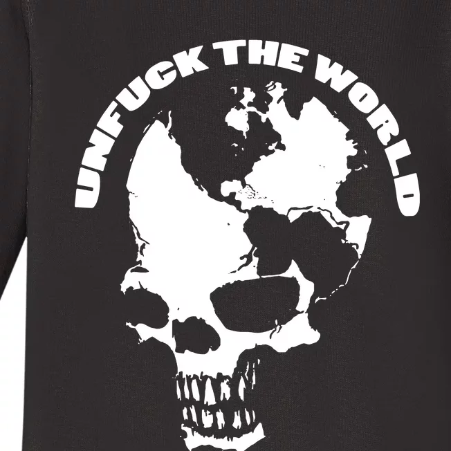 Unfuck The World Skull Baby Long Sleeve Bodysuit