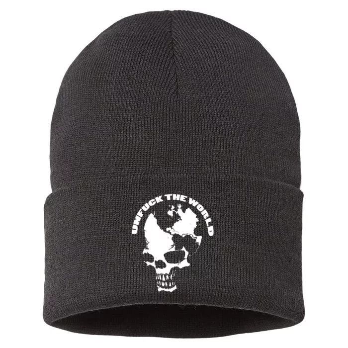 Unfuck The World Skull Sustainable Knit Beanie