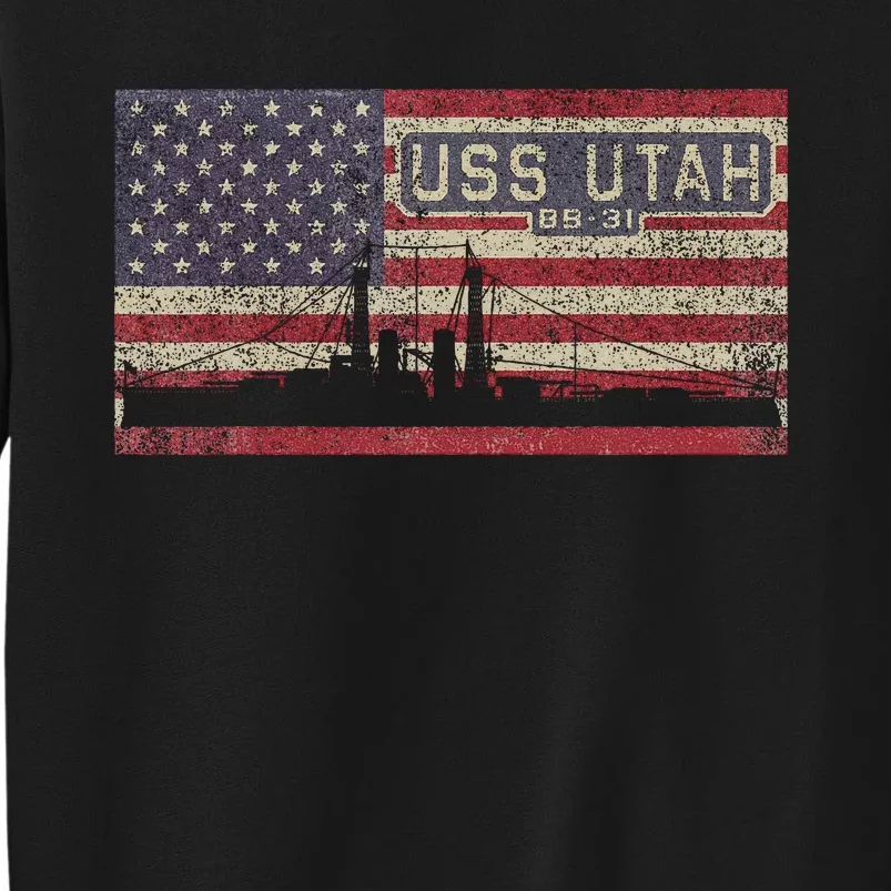 Uss Utah Bb31 Ww1 Battleship Usa American Flag Sweatshirt