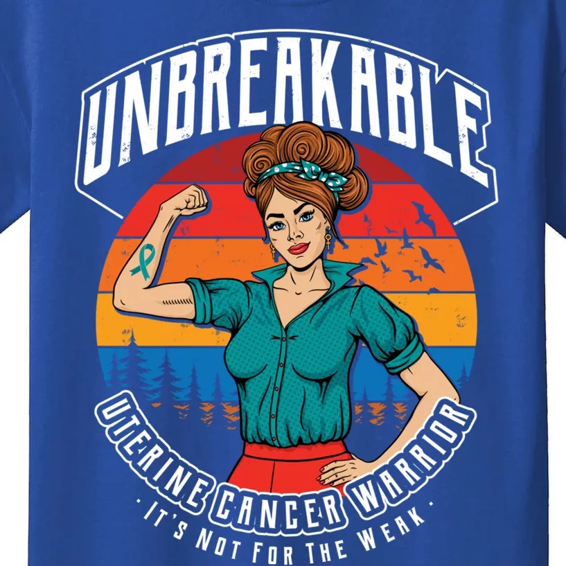 Unbreakable Uterine Cancer Warrior Sunset Gift Kids T-Shirt