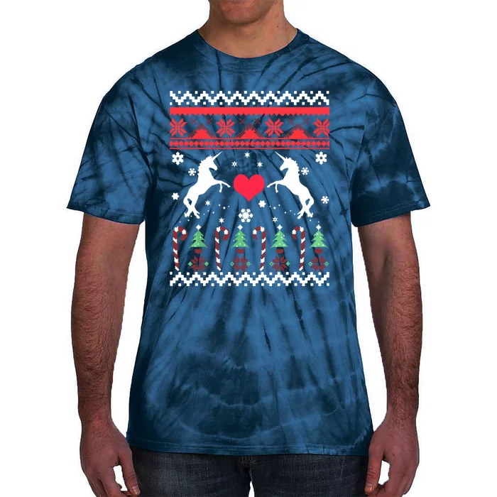 Unicorn Ugly Christmas Sweater Tie-Dye T-Shirt