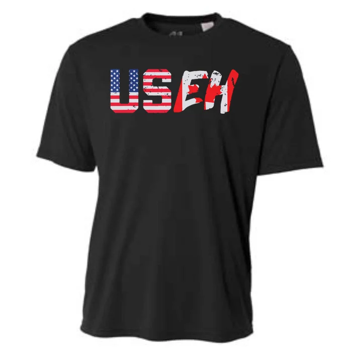 USeh USA Canada Eh Funny American Canadian Flag Cooling Performance Crew T-Shirt