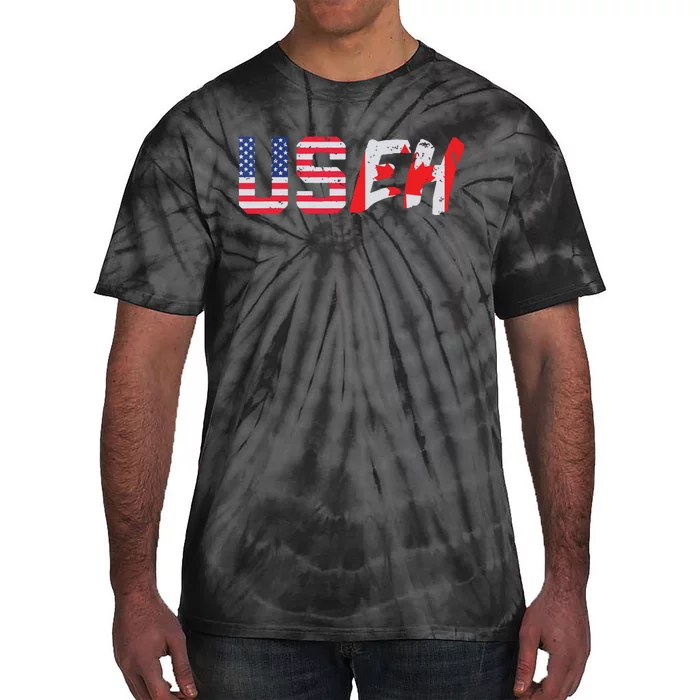 USeh USA Canada Eh Funny American Canadian Flag Tie-Dye T-Shirt