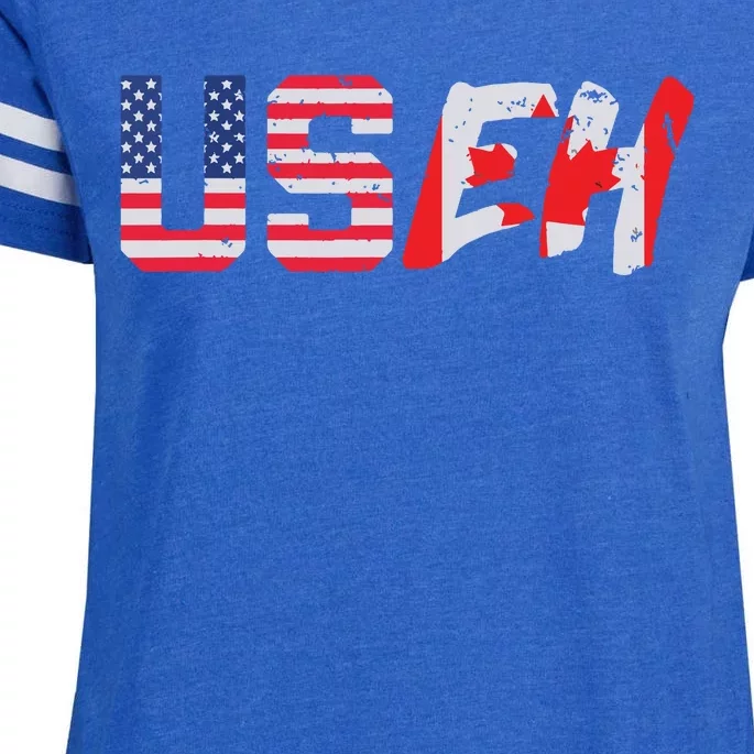 USeh USA Canada Eh Funny American Canadian Flag Enza Ladies Jersey Football T-Shirt