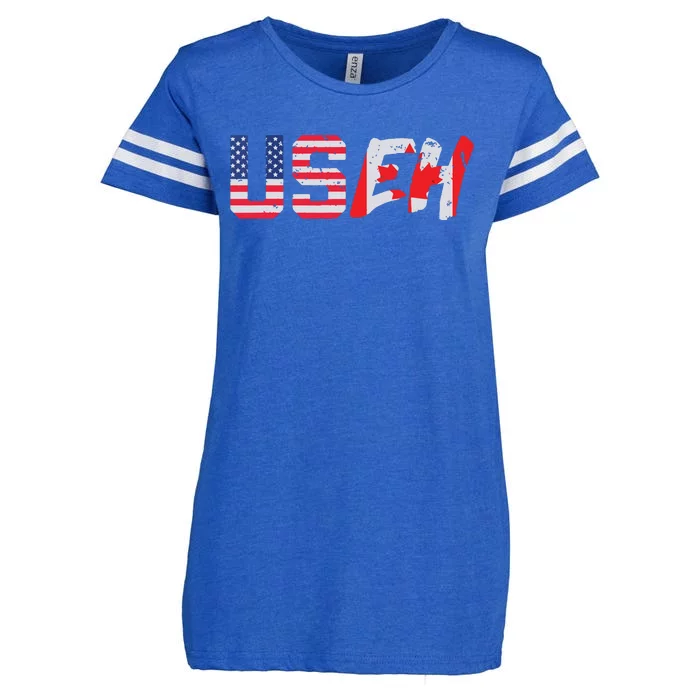 USeh USA Canada Eh Funny American Canadian Flag Enza Ladies Jersey Football T-Shirt