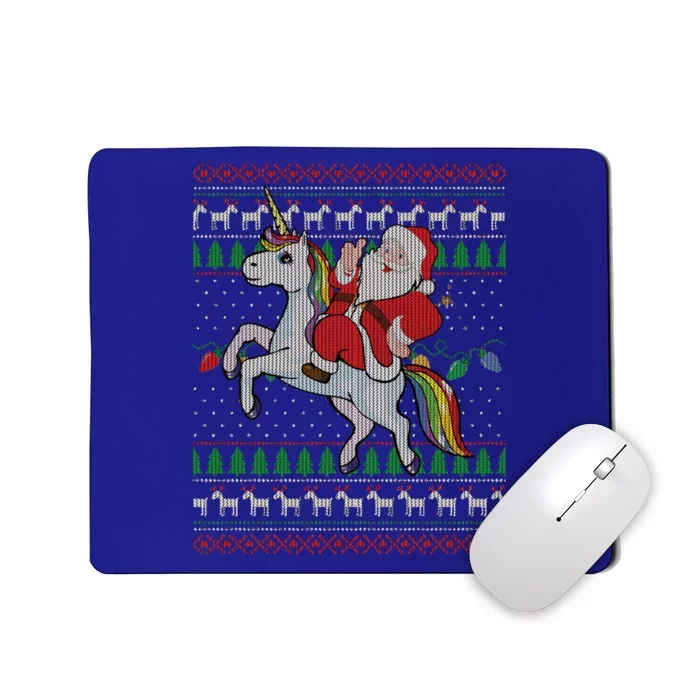 Unicorn Ugly Christmas Xmas Tree Lights Santa Reindeer Gift Mousepad