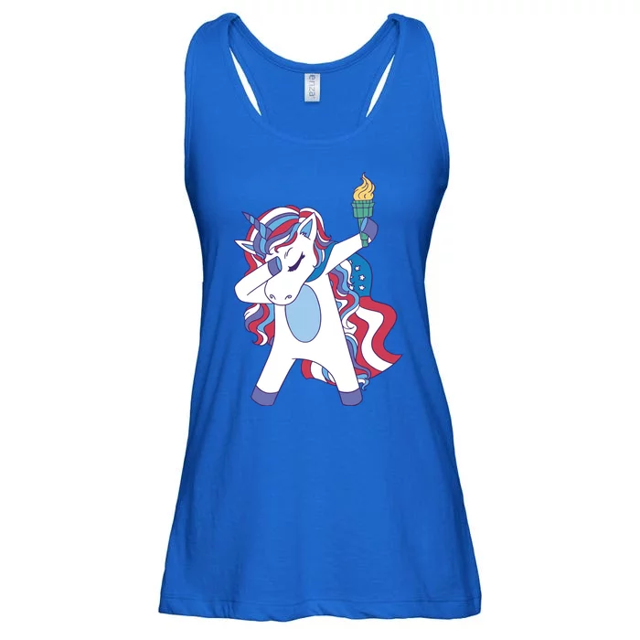 USA Unicorn Dabbing Ladies Essential Flowy Tank