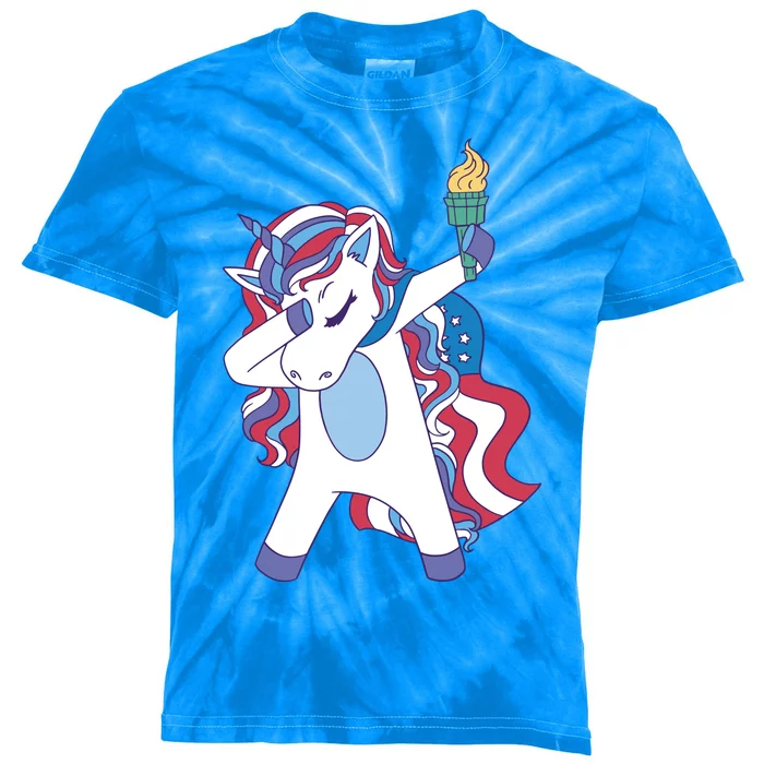 USA Unicorn Dabbing Kids Tie-Dye T-Shirt