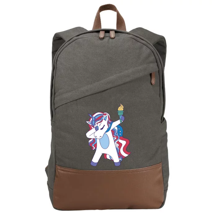 USA Unicorn Dabbing Cotton Canvas Backpack