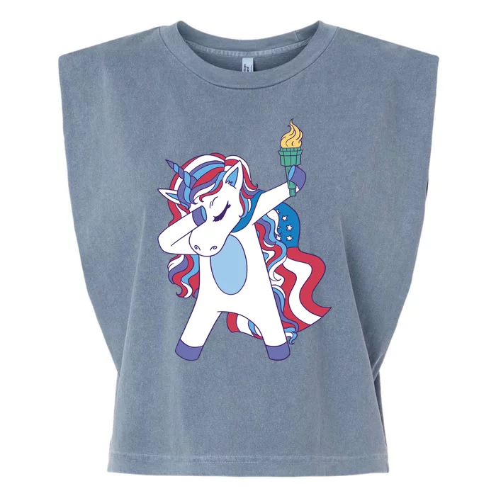 USA Unicorn Dabbing Garment-Dyed Women's Muscle Tee