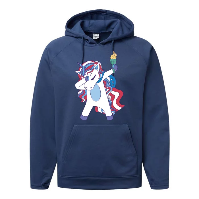 USA Unicorn Dabbing Performance Fleece Hoodie