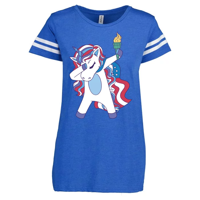 USA Unicorn Dabbing Enza Ladies Jersey Football T-Shirt