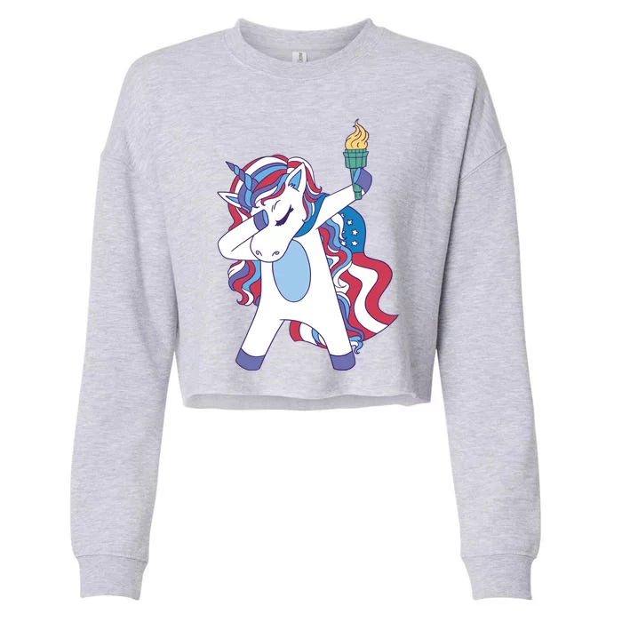 USA Unicorn Dabbing Cropped Pullover Crew