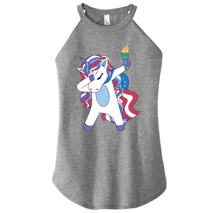 USA Unicorn Dabbing Women’s Perfect Tri Rocker Tank