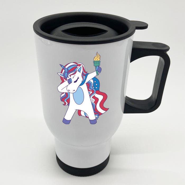 USA Unicorn Dabbing Front & Back Stainless Steel Travel Mug