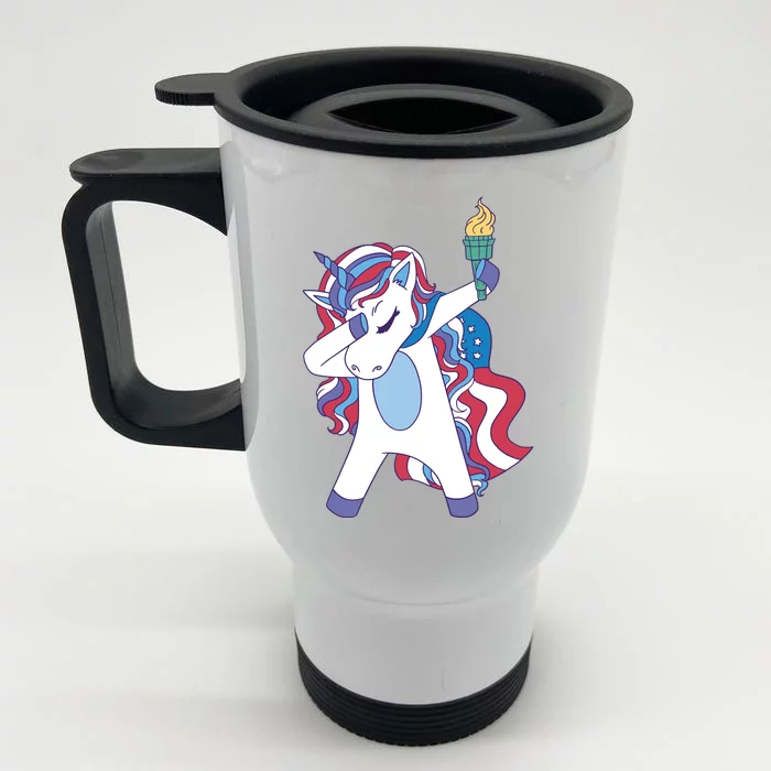 USA Unicorn Dabbing Front & Back Stainless Steel Travel Mug