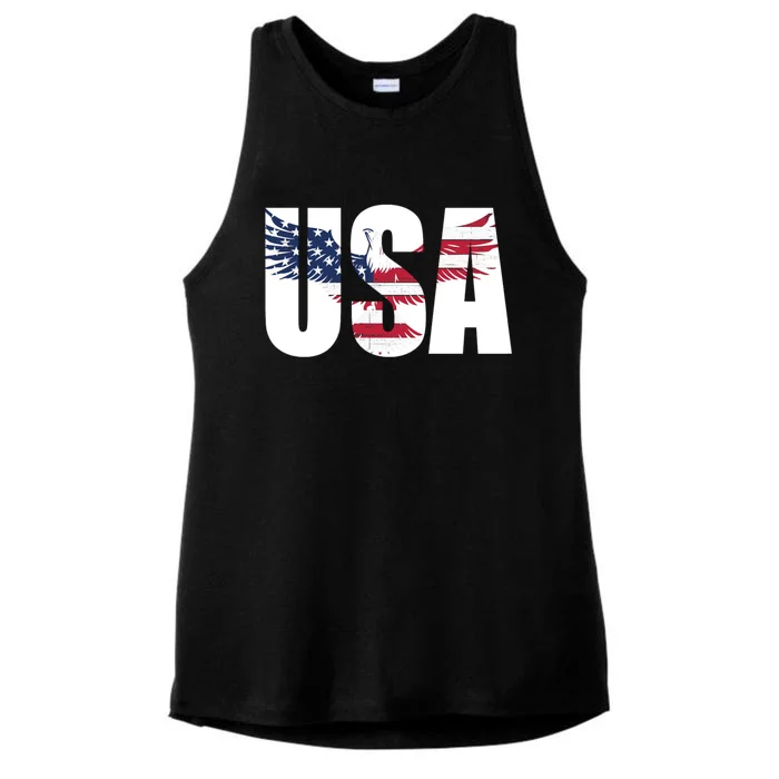 Usa Us Eagle Flag Patriotic Proud To Be An American Great Gift Ladies Tri-Blend Wicking Tank