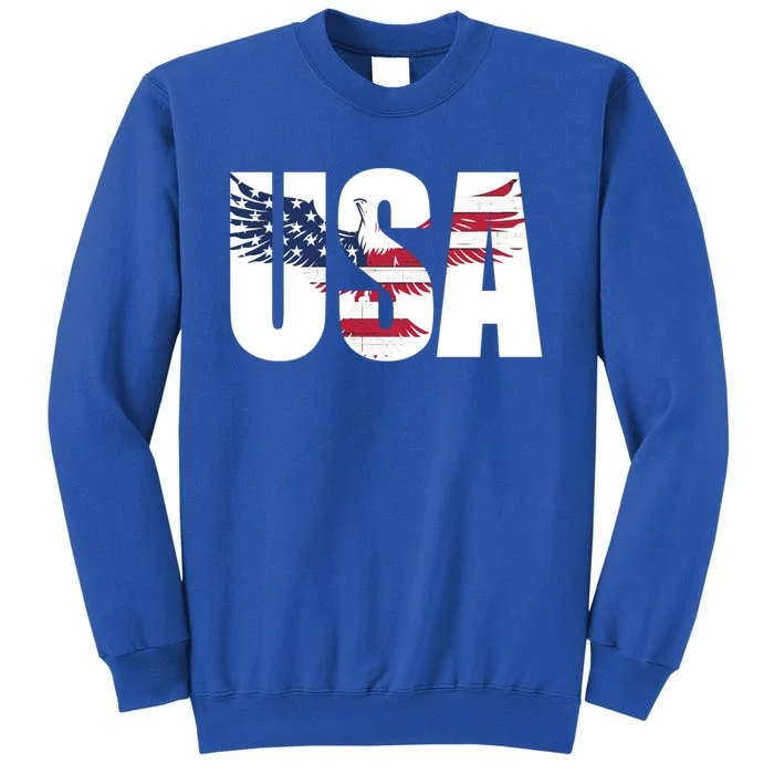 Usa Us Eagle Flag Patriotic Proud To Be An American Great Gift Tall Sweatshirt