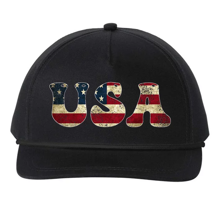 USA US Flag Patriotic America 4th Of July Snapback Five-Panel Rope Hat