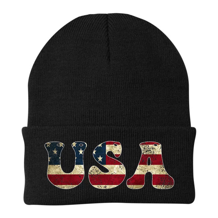 USA US Flag Patriotic America 4th Of July Knit Cap Winter Beanie