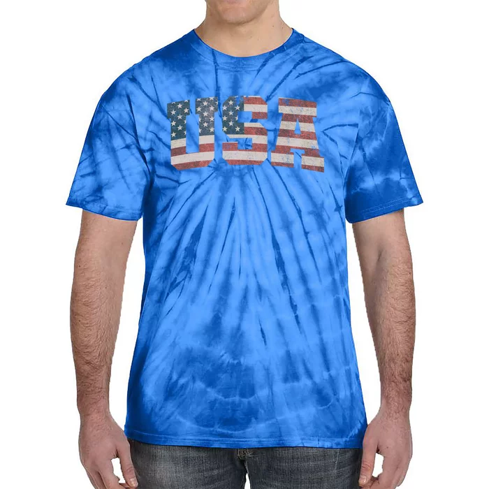 Usa Us Flag Patriotic 4th Of July America Gift Tie-Dye T-Shirt