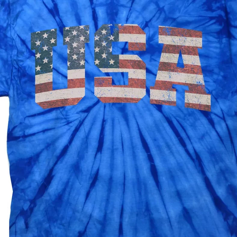 Usa Us Flag Patriotic 4th Of July America Gift Tie-Dye T-Shirt