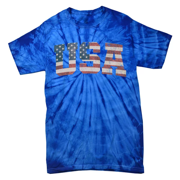 Usa Us Flag Patriotic 4th Of July America Gift Tie-Dye T-Shirt