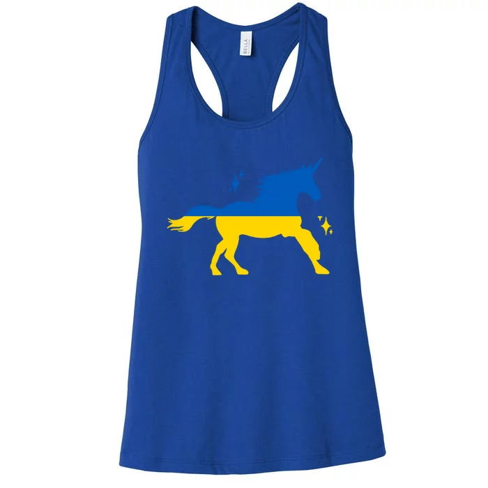 Unicorn Ukraine Flag I Stand With Ukraine Support Ukraine Cute Gift Women's Racerback Tank