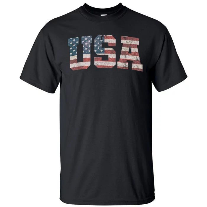 Usa Us Flag Patriotic 4th Of July America Tall T-Shirt