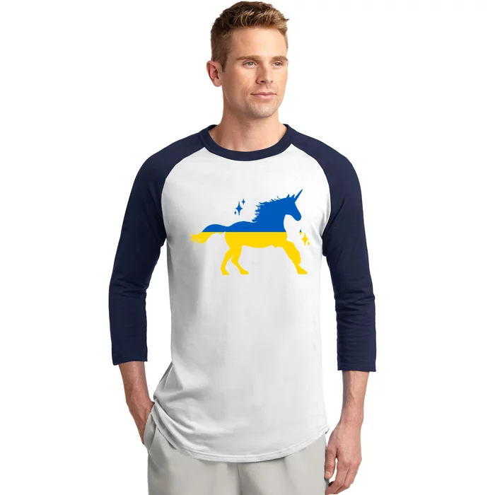 Unicorn Ukraine Flag I Stand With Ukraine Support Ukraine Gift Baseball Sleeve Shirt