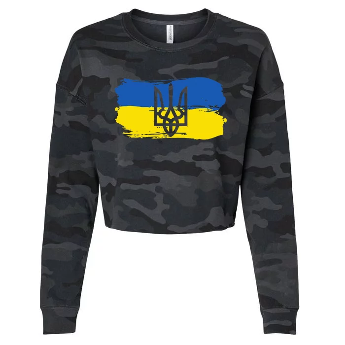 Ukraine Ukrainian Flag Ukrainians Gift Cropped Pullover Crew