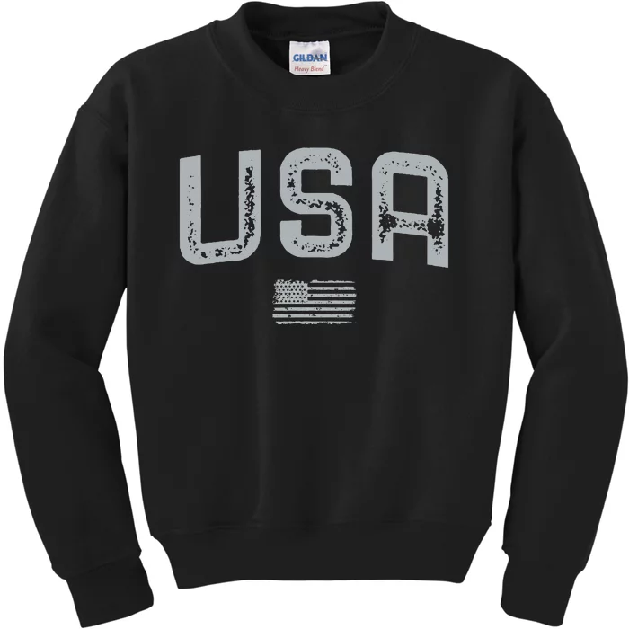 USA Us Flag 4th of July Vintage America Patriotic USA Kids Sweatshirt