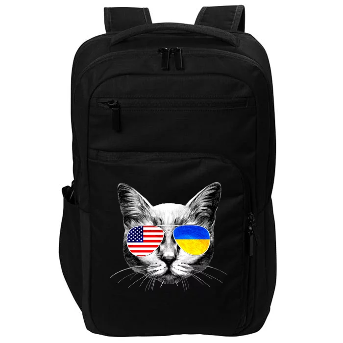 USA Ukraine Flags Sunglasses Cat Impact Tech Backpack