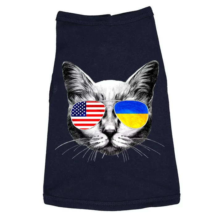 USA Ukraine Flags Sunglasses Cat Doggie Tank