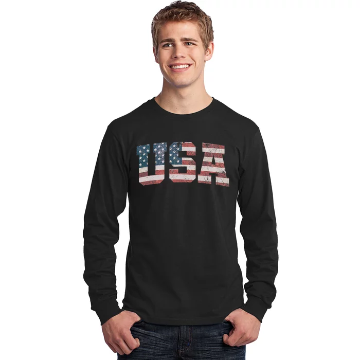 USA US Flag Patriotic 4th Of July America Long Sleeve Shirt