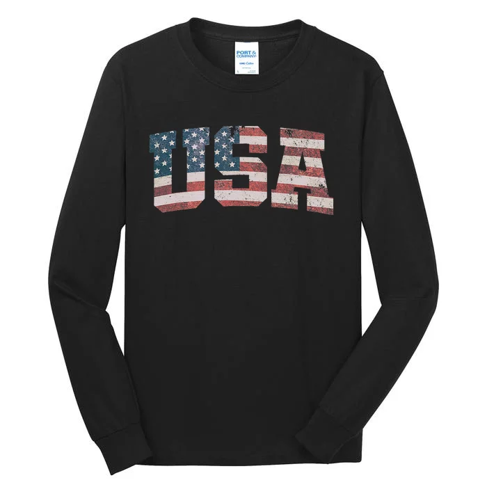 USA US Flag Patriotic 4th Of July America Tall Long Sleeve T-Shirt