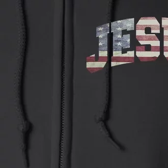 USA US Flag Patriotic 4th of July Jesus Full Zip Hoodie