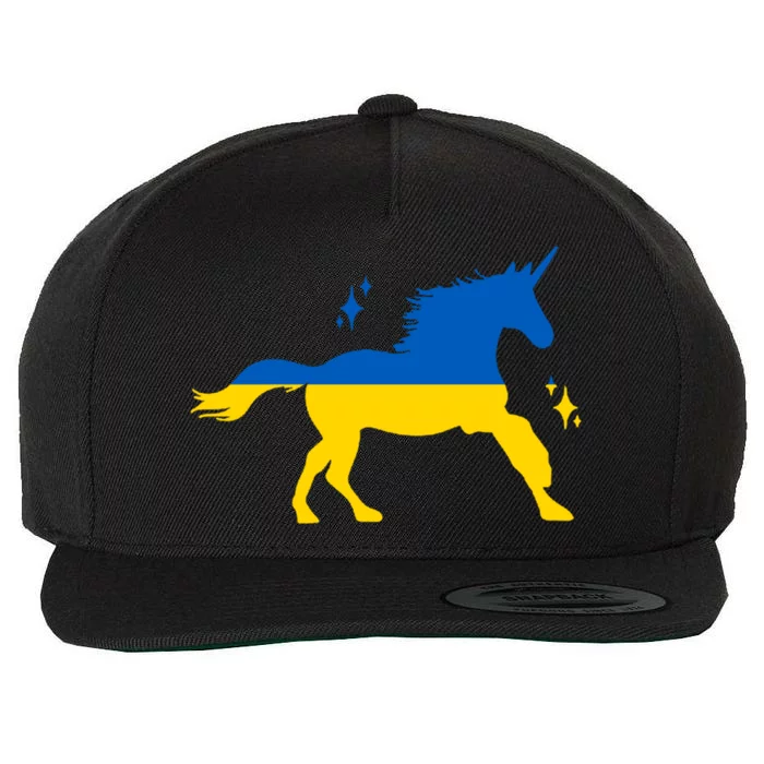 Unicorn Ukraine Flag I Stand With Ukraine Support Ukraine Cool Gift Wool Snapback Cap