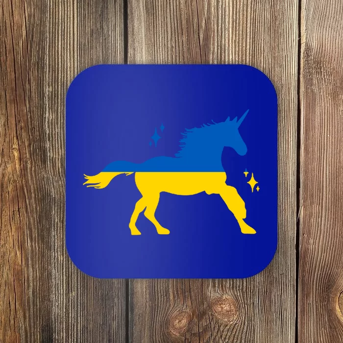 Unicorn Ukraine Flag I Stand With Ukraine Support Ukraine Cute Gift Coaster