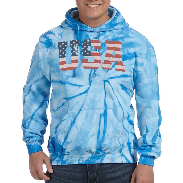 Usa Us Flag Patriotic 4th Of July America Tie Dye Hoodie